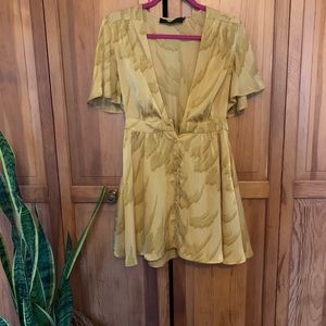 House of Harlow xREVOLVE Gold V-Neck Dress
